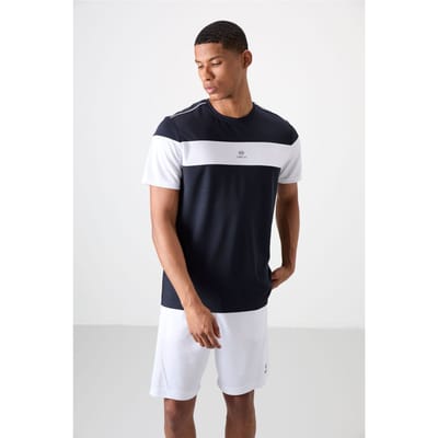 Heren T-shirt met kleurblok en ronde hals
