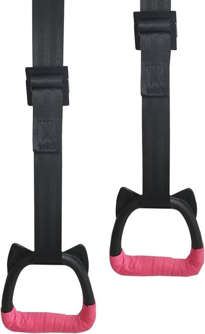 Turnringen Kinderen - Klimringen Set - Lichaamstraining Thuis - Antislip Nylon Handvat - 200 kg Capaciteit - Roze