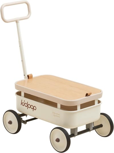 Kinder Trekwagen - Loopwagen Buitenspelen - Spelen en Vervoeren - Afneembaar Deksel - 315 x 195 x 535 cm - Wit