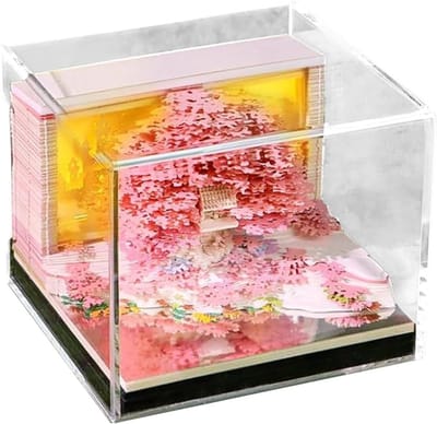 3D Kalender Papier - Kunstkalender Notitiekalender - Thuis School - Reliëf Snijwerk Bloemendesign - 8.5 x 8.5 x 6.8 cm