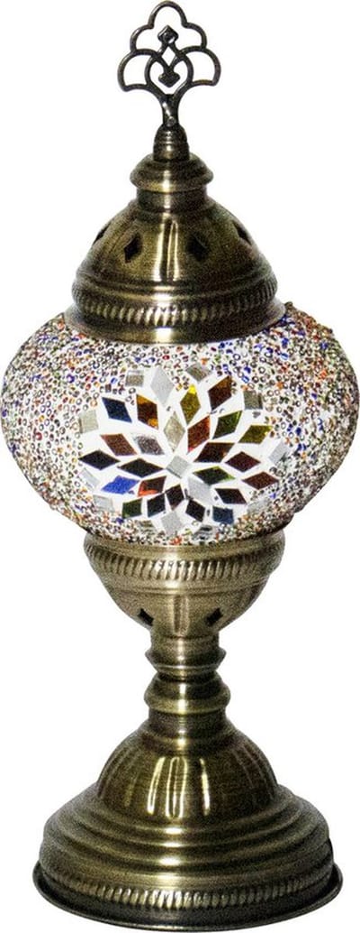 Oosterse lamp - mozaiek tafellamp 30cm - E14 fitting - koperkleurig - handgemaakt