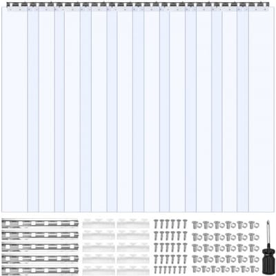 VEVOR Pvc-Strokengordijn, 1524 X 2440 Mm, Dikte 2 Mm, 10 Stuks Lamellengordijn, -20-60℃ Gordijnstrips, Glad, Kunststof Deurstrips voor Magazijn-, Vries- en Garagedeuren, Transparant