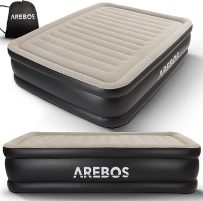 AREBOS Luchtbed - Luchtbed 2 persoons - Luchtbed met ingebouwde pomp - Incl. Draagtas en Reparatiekit - 203 × 152,5 × 51