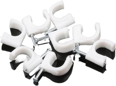 Kabelclips met spijkers - Plastic bevestiging - Kabel organiseren - Eenvoudige installatie - 10 mm 100 stuks - Wit