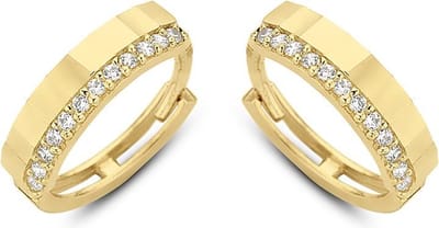 New Bling 9NBG-0055 - Gouden oorringen - 14 Karaat - Met Zirkonia - 12,5mm - Geel Goud