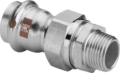Viega Temponox-overgangskoppeling, d 15mm, R 1/2 messing vernikkeld, roestvrij staal Model 1765, 812065