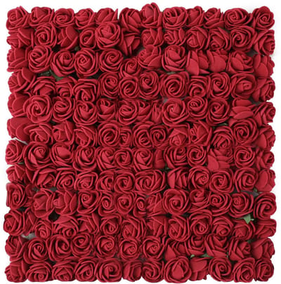 Dailygoods- Kunstbloemhoofdjes set van 144 stuks - Nep rozen - Mini rozen van schuim - Bordeauxrood - Decoratie voor Valentijnsdag - Draadsteel voor knutselen - Neprozen