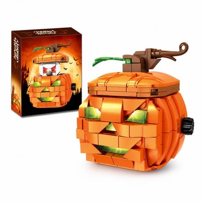 Ryoudavell - Halloween Bouwstenen Pompoen Schedel 310 Stuks - Niet-Lego Constructie Speelgoed en 3D Puzzel - Interactief Familiespeelgoed en Halloween Versiering Ornament voor Thuis - Creatieve Bouwset Cadeau Tip voor Kinderen en het Gezin - Oranje