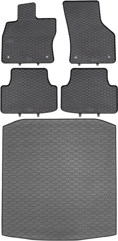 Max-Dywanik Rigum+Geyer - Set AutoBodemmatten en Kofferbakmat - Skoda Octavia IV - Perfecte Pasvorm - Zwart