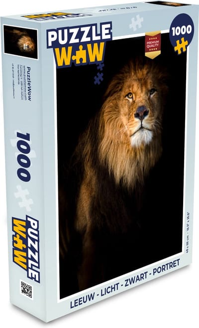 Puzzel Leeuw - Licht - Zwart - Portret - Legpuzzel - Puzzel 1000 stukjes volwassenen