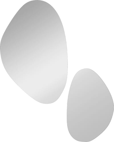 Wandspiegel Zwart - Asymmetrische Spiegel - Organische Spiegel - Hangspiegel - Metalen Lijst - Decoratief - Modern - Woonkamer - 70x46 cm - Set Van 2 - Zwart