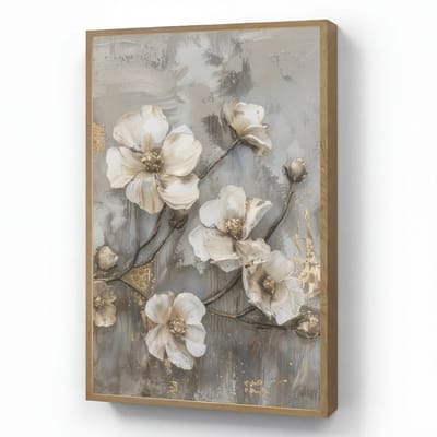 Wandlamp 60x90 cm - Oplaadbaar - Bloemen - Wit - Grijs - Goud - Luxe - Wandlampen binnen woonkamer - Slaapkamer lamp - Decoratieve nachtlamp - Vloerlamp draadloos