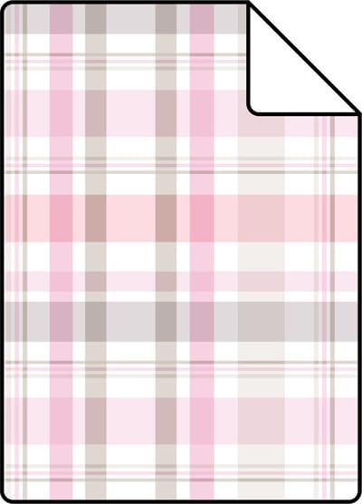Proefstaal ESTAhome behang ruiten licht roze - 26.5 x 21 cm - 138824-S