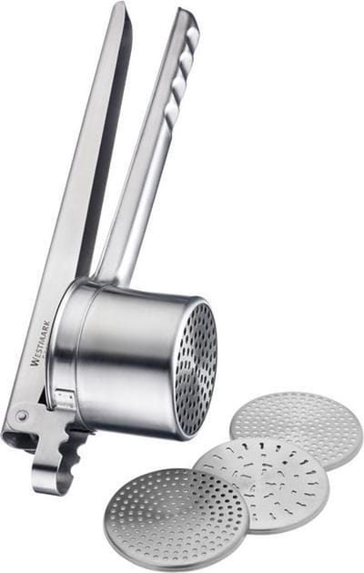 Westmark Spätzle- en pureepers, met 4 verwisselbare geperforeerde schijven, roestvrij staal, Quadro, zilver, 61172260