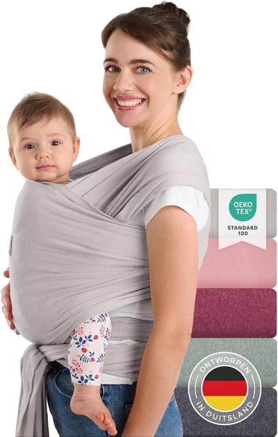 Draagdoek Baby - Omslagdoek Pasgeboren - Kind Dragen - OEKO-TEX Gecertificeerd - 510 Meter - Lichtgrijs