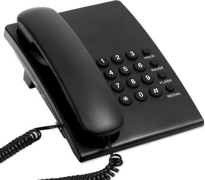 Vaste Telefoon - Desktop Model - Thuisgebruik Kantoor - Eenvoudige Bediening - 22x19x6 cm - Zwart