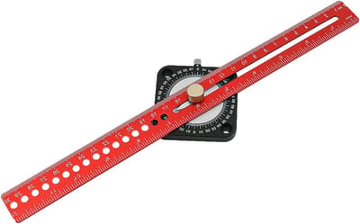 Houtbewerkingsliniaal - Meetgereedschap Timmerman - Nauwkeurig Meten - 360 Graden Verstelbaar - 30 cm - Zilver