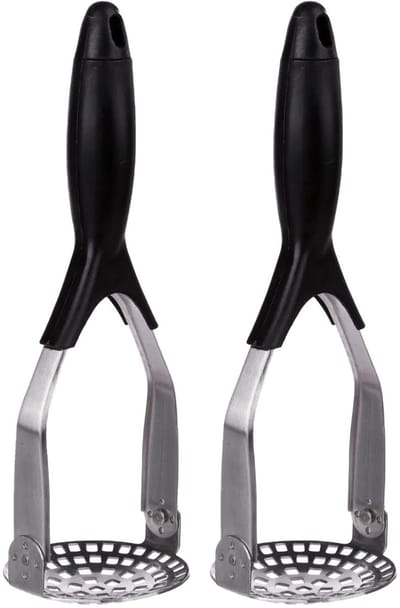 5Five Aardappelstamper/pureestamper - 2x - zilver rvs metaal - keuken gerei - 27 cm - Hoge kwaliteit in stevigheid - verstelbaar
