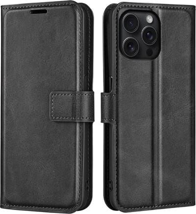 Coverup Hoesje - Geschikt voor iPhone 16 Pro Hoesje - Coverup Deluxe Book Case - Zwart