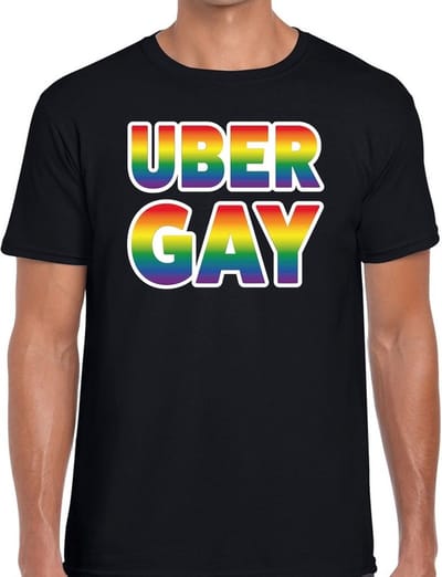 Uber gay gaypride t-shirt - regenboog t-shirt zwart voor heren - Gay pride S