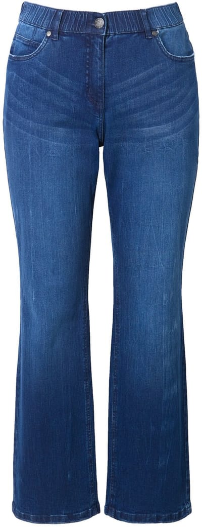 Ulla Popken - Dames - Jeans Mandy wijde rechte pijpen comfortabele tailleband - Blauw denim - Maat 44