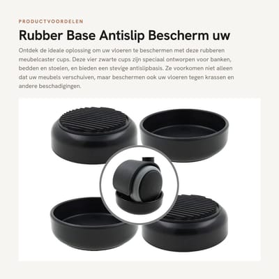 Solidchoice- Rubber Vloerbeschermers Set van 4 - Antislip - Bescherming tegen Krassen - Meubelcaster Cups - Geschikt voor Wielen tot 60 mm - Hoge Grip Rubberen Voet - Meubelbeschermers