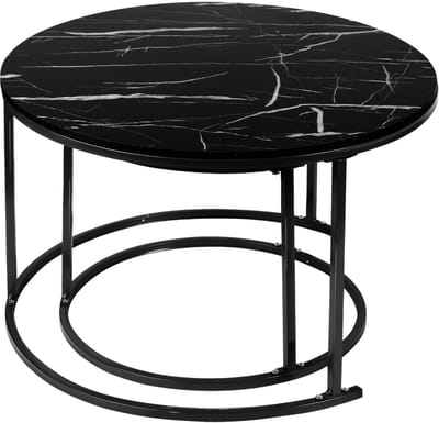 PIPIPOXER-Salontafel Set Rond - Tafelset - Grote Tafel 70*45cm, Kleine Tafel 50*38cm -Bruin