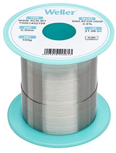 Loodvrije Soldeerdraad Ø 0.5mm - Sn99.3Cu0.6Ni0.05, 100g