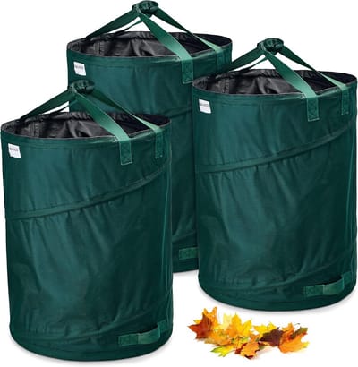 3x Grote Zelfstaande Tuinzak 170 Liter Groen - Opvouwbare Afvalzakken Polyester