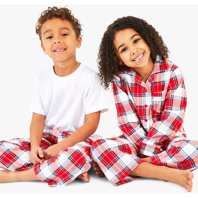 boohoo Dames Kids Mini Me Matchende Geruite Familiepjs | Rood | Maat: 5-6 Yrs