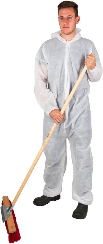 Famanu – overall wit maat medium – Ademend polypropyleen beschermpak met capuchon – Licht en comfortabel