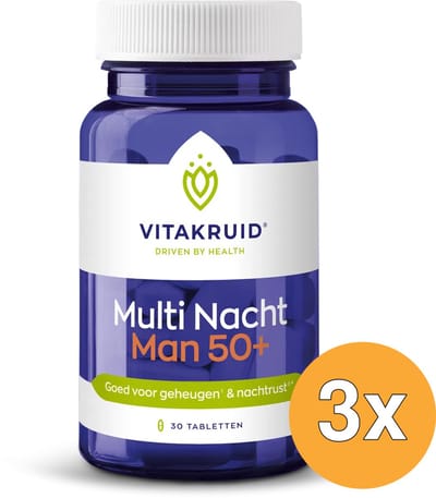 3x Vitakruid Multi Nacht Man 50+ 100% Vegan (30 tabletten)