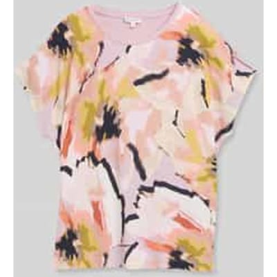 Tom Tailor - T-shirt in materiaalmix - Maat XL - big abstract flower print