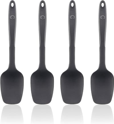 Flexlepel S 4-delige set, premium siliconen, hittebestendig, vaatwasmachinebestendig, kleur: antraciet