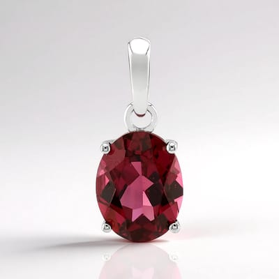 Cavill - Gouden Hanger 9K Witgoud - 1,60 ct Malawi Granaat Ovaal - Elegante Luxe Dameshanger Prong Zetting - Rood - Ovale Granaat Sieraden