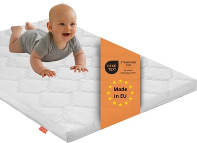 sleepling baby matras - 75x100 cm matras voor baby en kind - comfortschuim 5 cm hoogte - als boxmatras, kindermatras of ledikant matras - afneembare microvezelhoes - Made in EU - 75 x 100 x 5 cm - wit