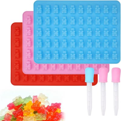 Siliconen Mallen voor Gummy Bears, 3 Delige Set voor IJsblokjes en Snoep, Herbruikbare Mallen voor Chocolade en Gelatine Snacks