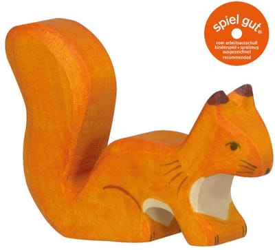 HOLZTIGER Bosdieren - Eekhoorn Staand - 8X2X6Cm - Houten Figuur - Handgemaakt