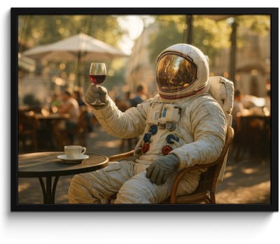 Poster in lijst - Fotolijst 80x60 cm - Posters - Wijn - Rood - Terras - Koffie - Posterlijst zwart - Decoratie - Wanddecoratie woonkamer - Muurdecoratie slaapkamer