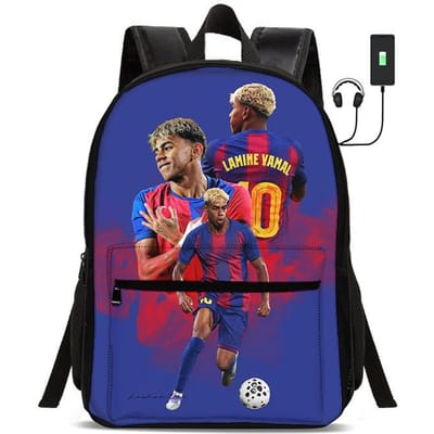 Kinderschooltassen voor Student Rugzak L-Lamin Yamal Sport Boekentas Kinderen Cadeau Voetbalster Rugzak met USB-interface Tas