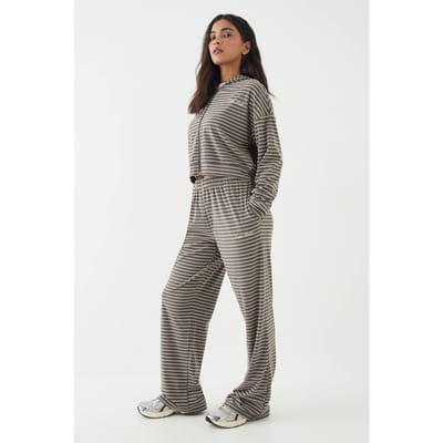 Dames DSGN Studio Zachte Streep Rechte Pijp Pantalon | Houtskool | Maat: 2XL