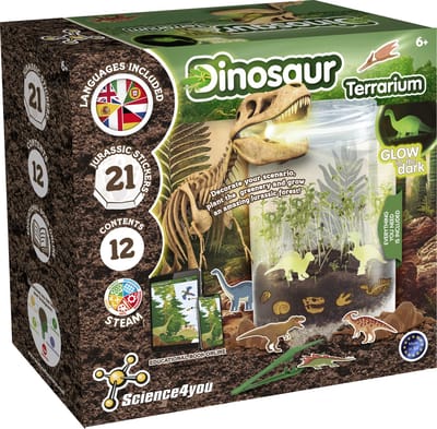 Science4you Glow in the Dark Dino Terrarium – Experimenteerset – Bouw je Eigen Mini-Ecosysteem – Inclusief Educatief Boek – STEM Speelgoed