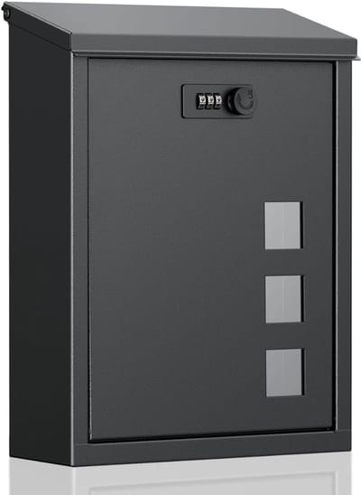 SNJY® Pakketbrievenbus - Pakketbox - Wandbrievenbus met Cijferslot - 9,3D x 24,5B x 35H cm - Zwart