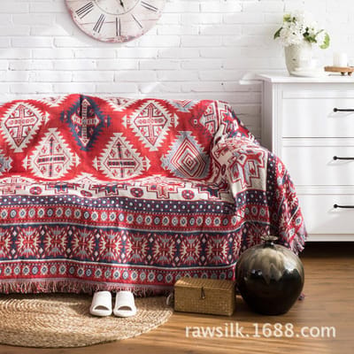 Retro Warme Bankhanddoek Europese Stof Bankstoel Deken Antislip Dubbelzijdig Bruikbare Bankhoes Jacquard Geometrie Bankhoes 90x210cm 1pcs