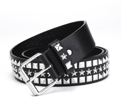 Dailygoods - Riem met klinknagels, vintage punkrock riem met oogjes, goth PU lederen oogjesriem, coole hip-hop stijl accessoire, voor dames en heren, voor rokken, jeans, broeken