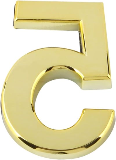 Huisnummer Set - Adres Cijfers - Huis Identificatie - Zelfklevend Plastic - 50 mm 3 Stuks - Goud