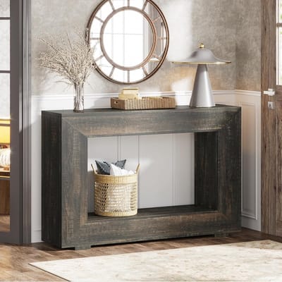Tribesigns Consoletafel - 120 x 30 x 86 cm - Bijzettafel - Sidetable Industrieel met opslag - Houten - Zwart