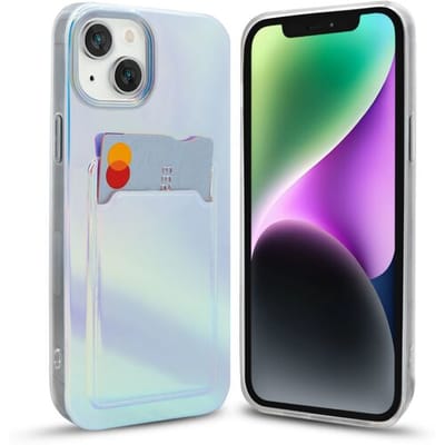 Laser case IMD geschikt voor iPhone 13 - Hoesje met pasjeshouder geschikt voor iPhone 13 hoesje - Siliconen case met pashouder geschikt voor iPhone 13