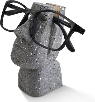 Houten Brillenhouder - Moai Hoofd - Bril Opbergen - Handgesneden Decoratie - 11 cm - Houtkleur