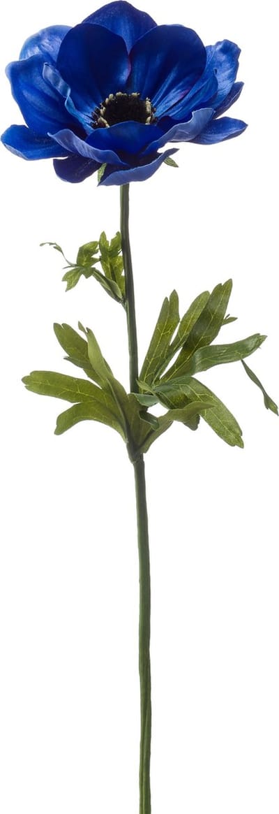 Emerald - Kunstbloem Anemoon 45cm donkerblauw - Kunstplant voor binnen